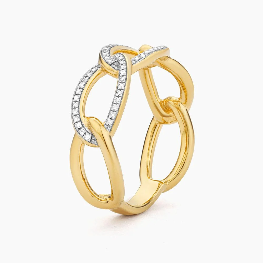 Ella Stein Triple Link Statement Ring in Gold - Size 7 - Image 3