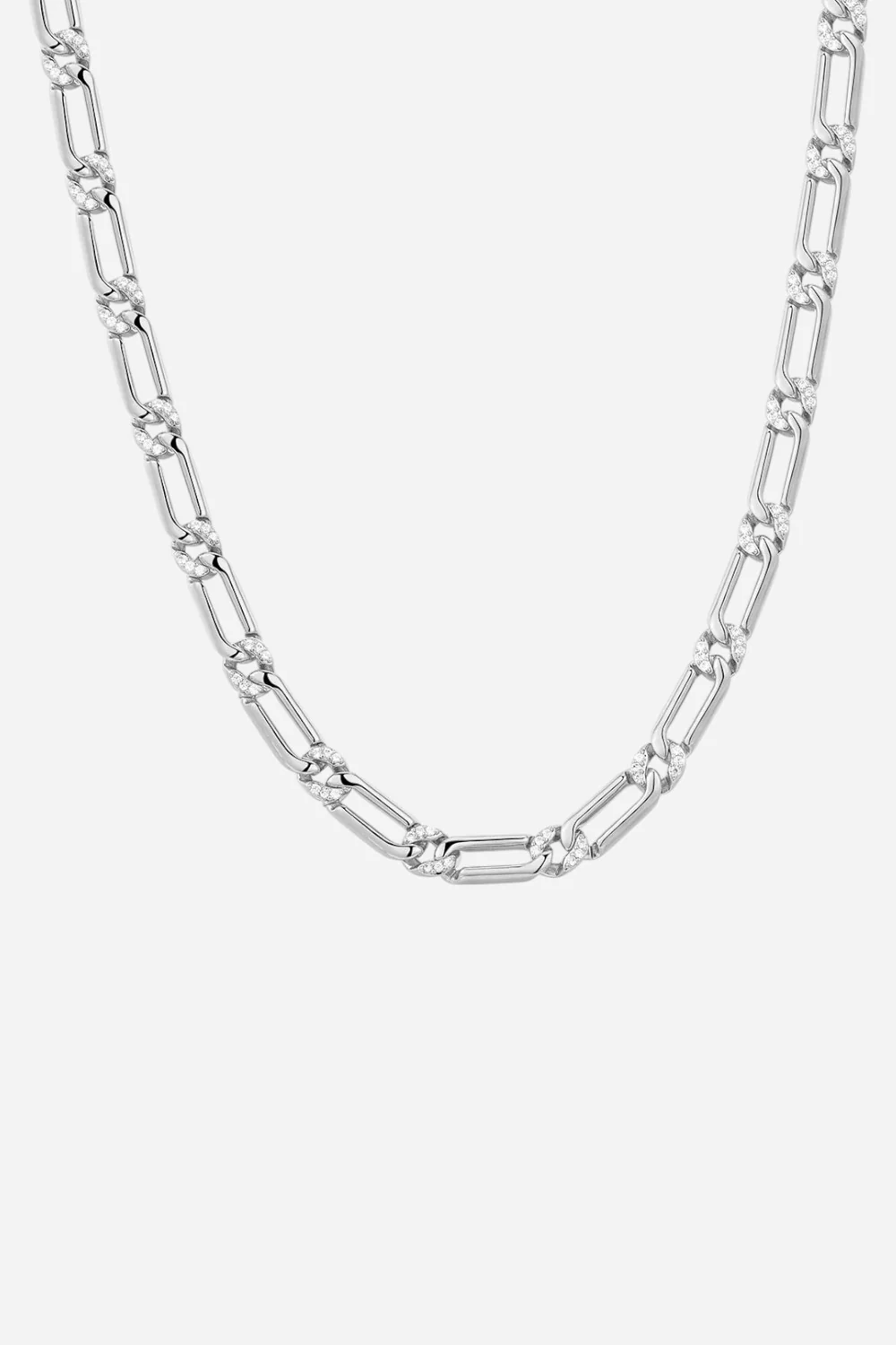 LUV AJ The Two-Tone Pave Link Necklace in Silver