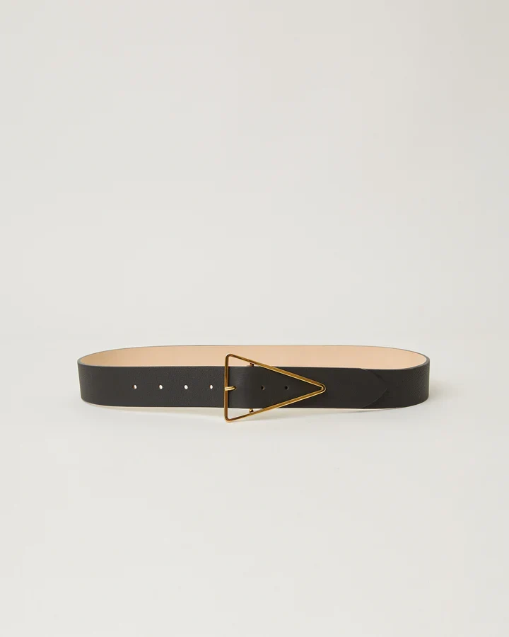 Vivie Leather Belt in Black Gold