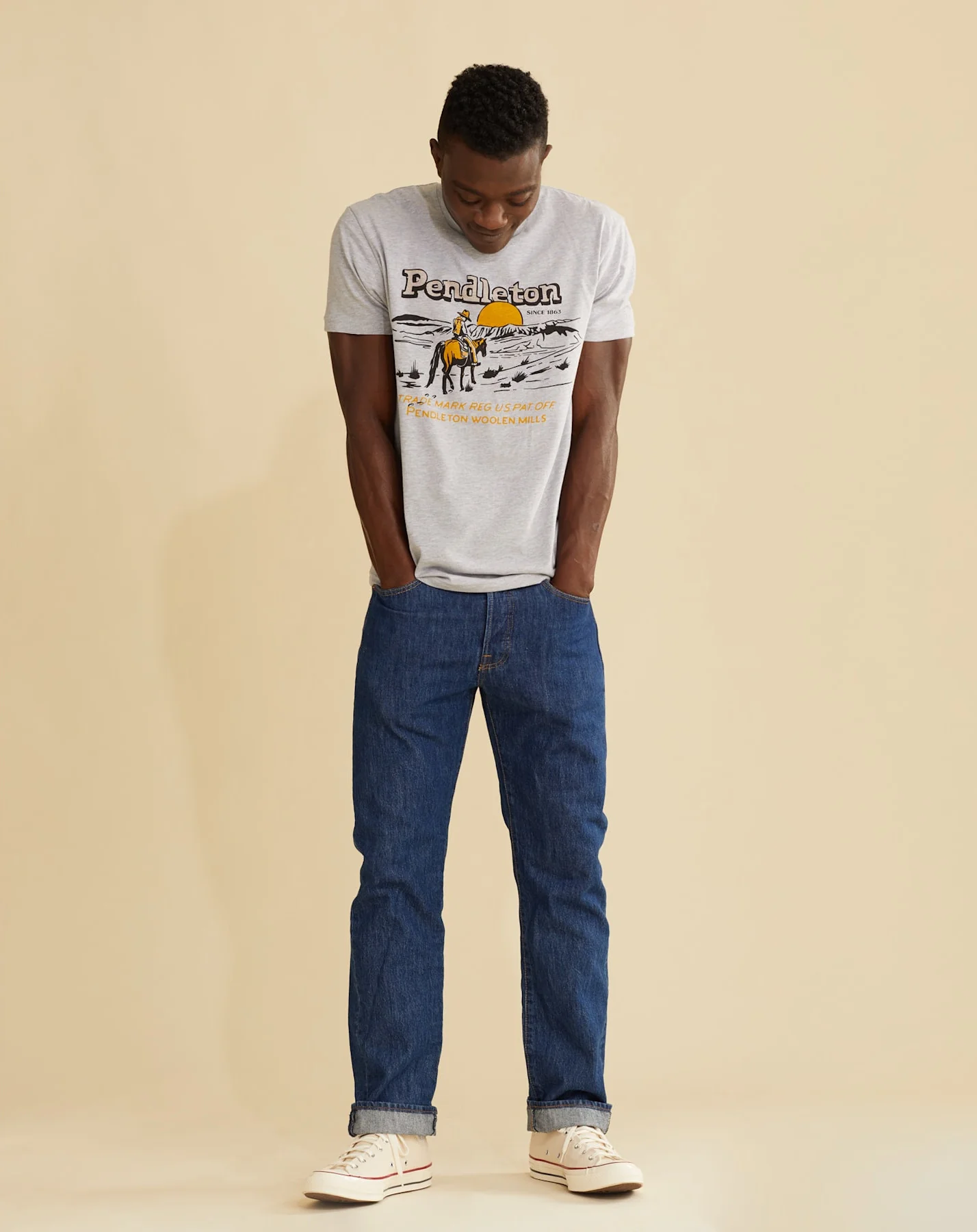 Pendleton Westbound Graphic Tee in Heather Grey/Black - Image 2