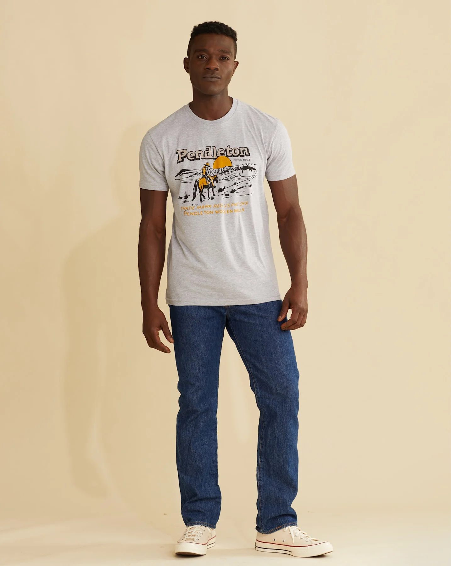 Pendleton Westbound Graphic Tee in Heather Grey/Black - Image 5