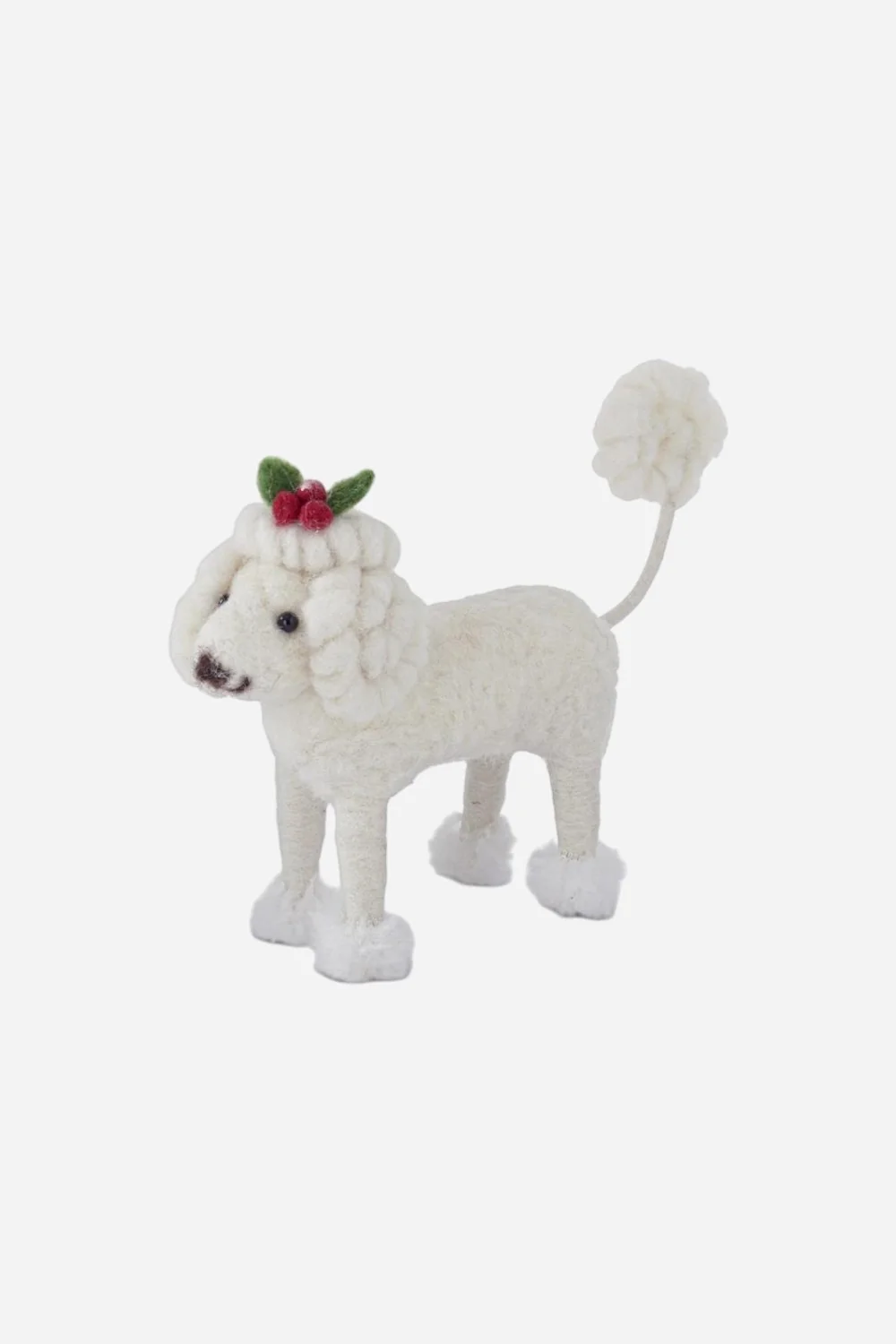 White Wool Dog - Holly Berries