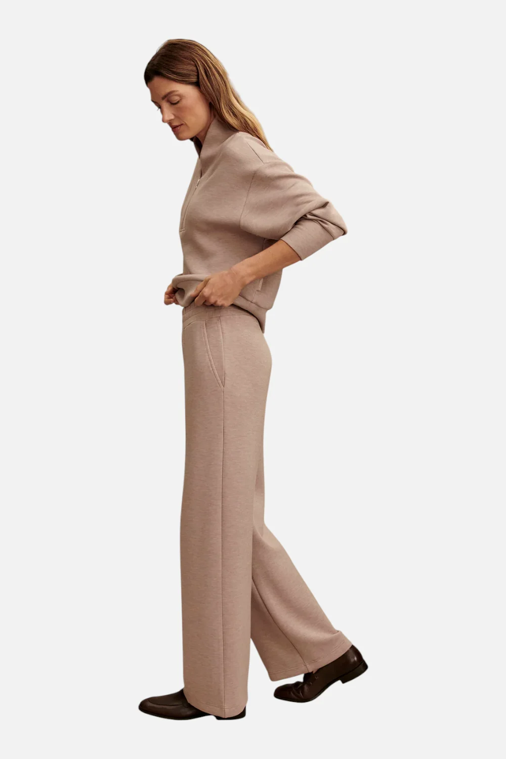 Varley Women's Wide Leg Pant 30" in Taupe Marl - Image 2