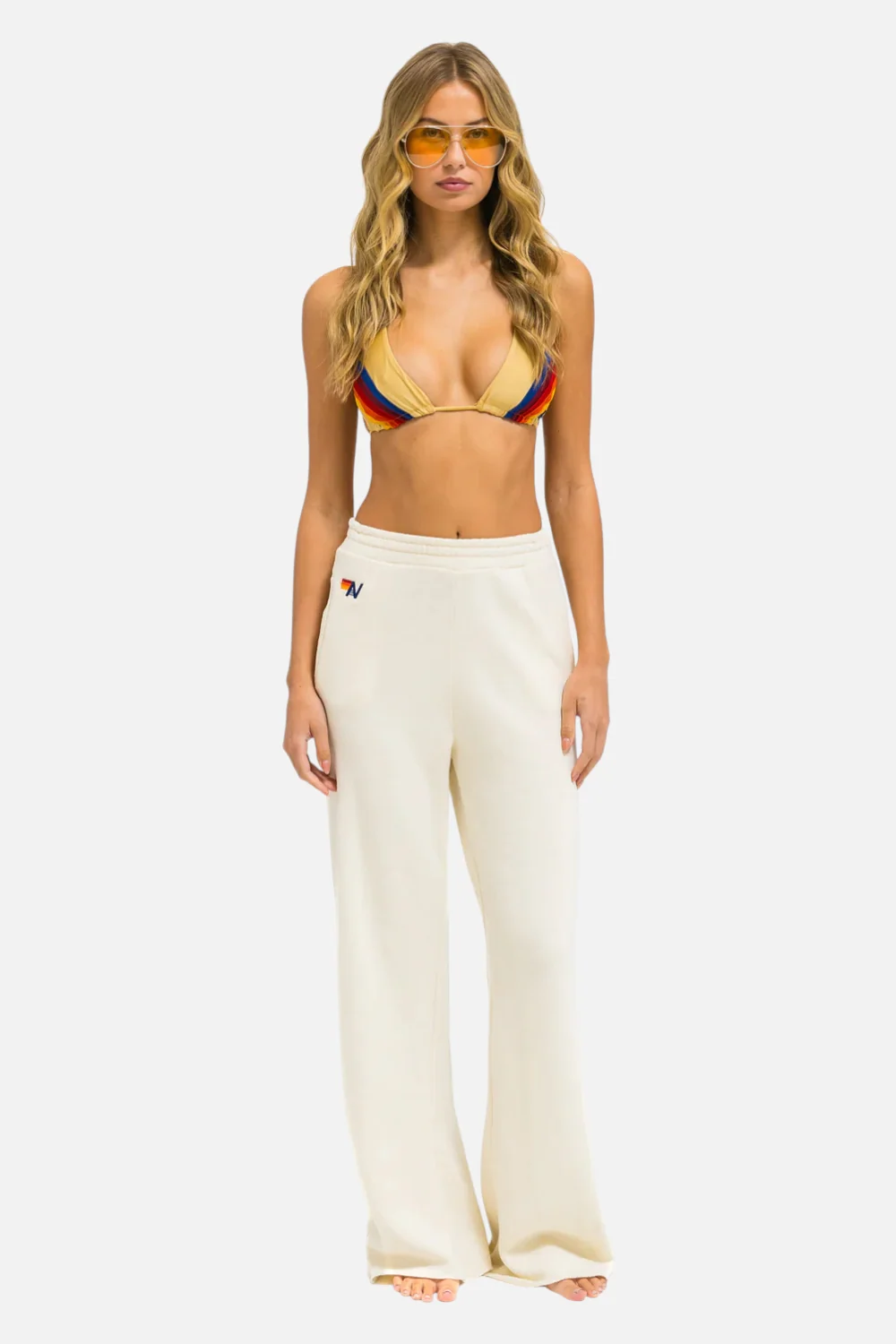 Aviator Nation Wide Leg Pocket Sweatpant in Vintage White