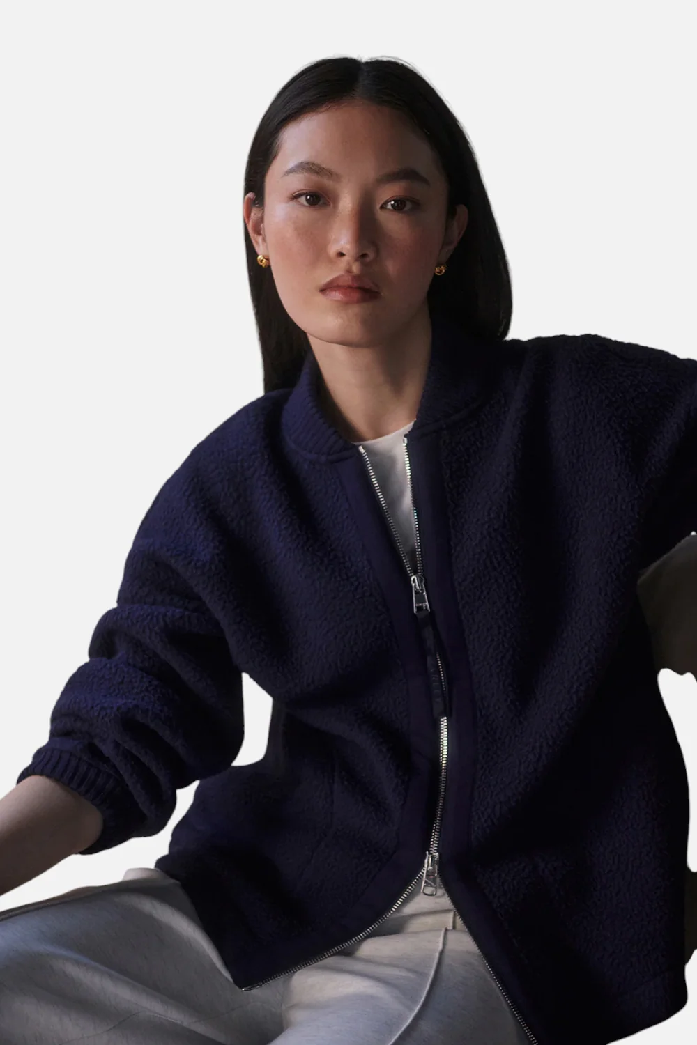 Varley Willmont Patch Pocket Fleece in Evening Blue - Image 4