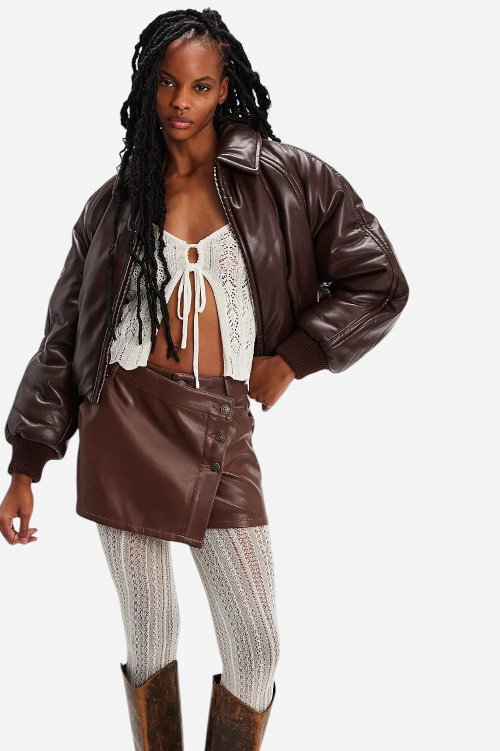 Free People Wynne Vegan Skirt in Chocolate Fondant - Image 3
