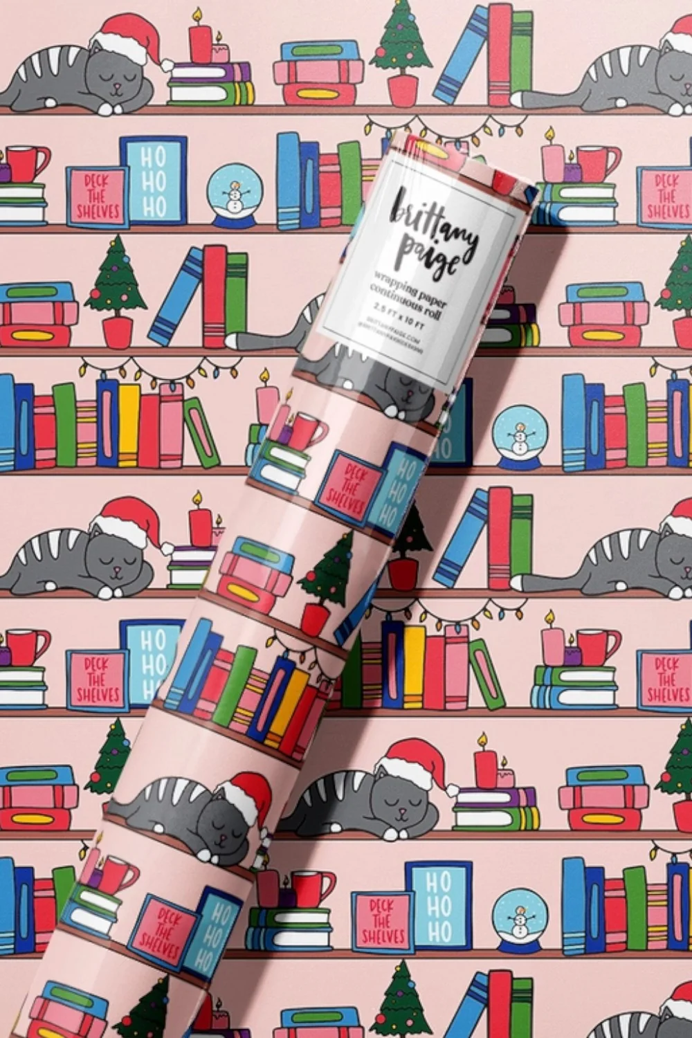 Christmas Bookshelf Wrapping Paper
