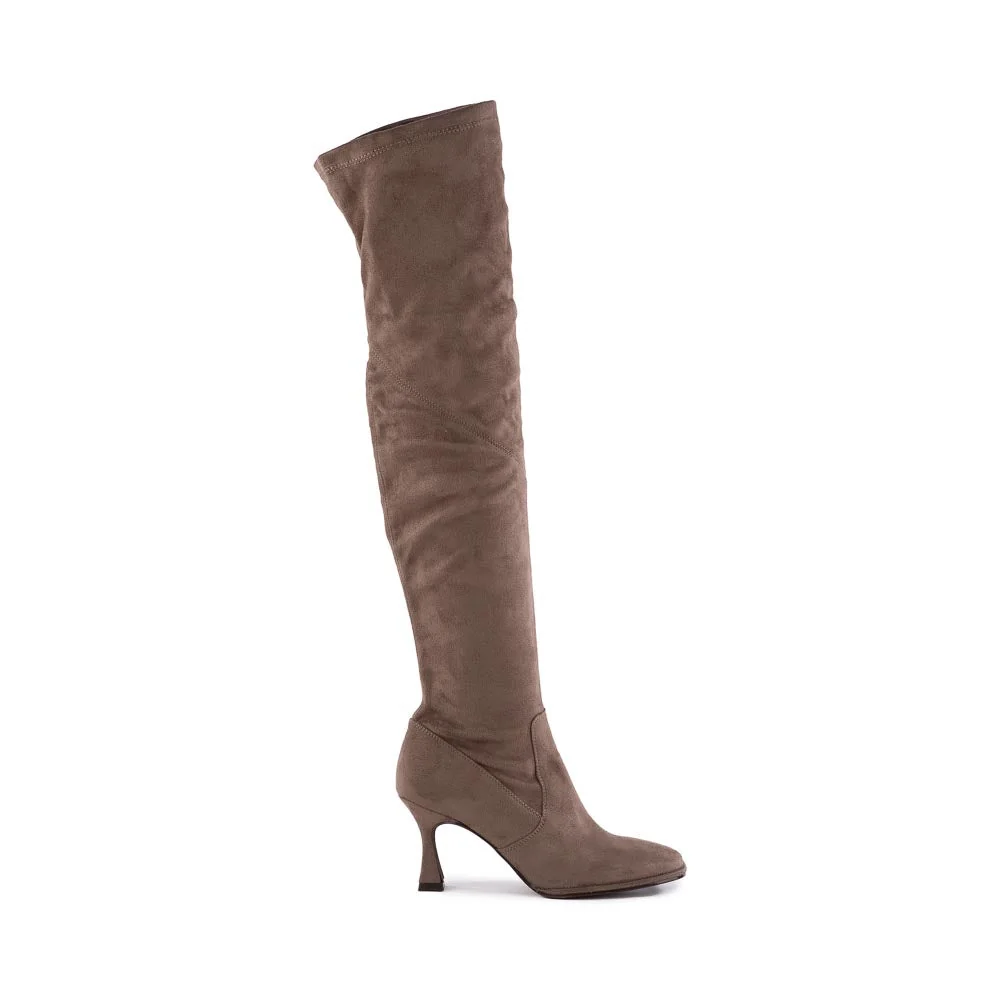 Seychelles You Or Me Tall Boot Stretch V-Suede in Taupe Suede