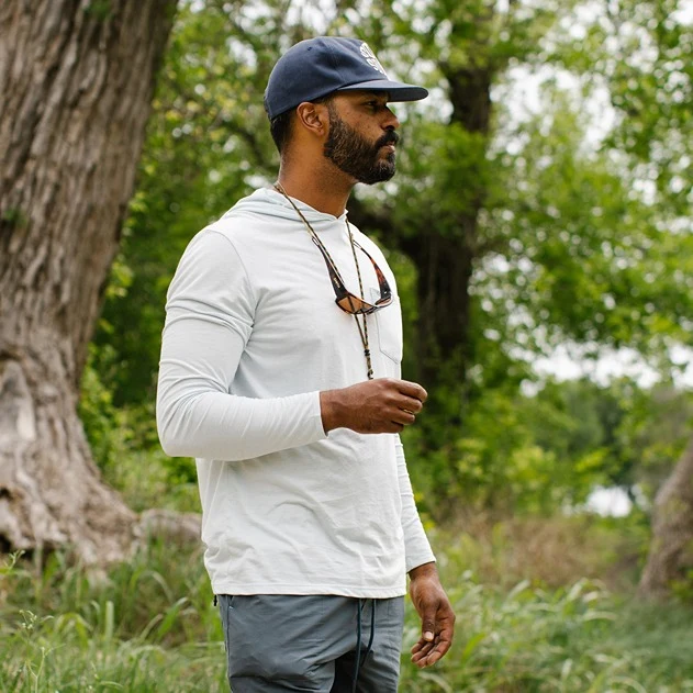 Sendero Provisions Yucatan Bamboo Hoodie Tech Shirt in Frio Blue - Image 5